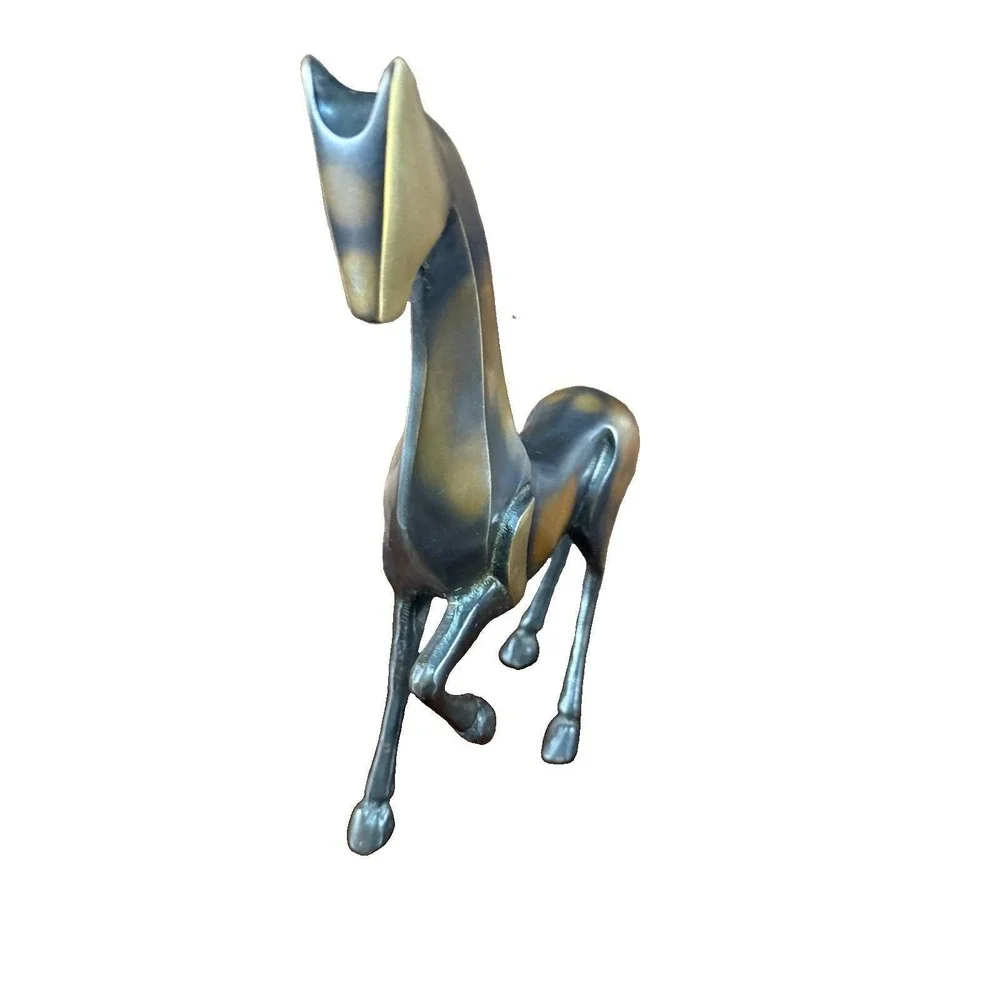 Vintage Modernist Patinated Bronze Horse Statue - Loet Vanderveen Style 11